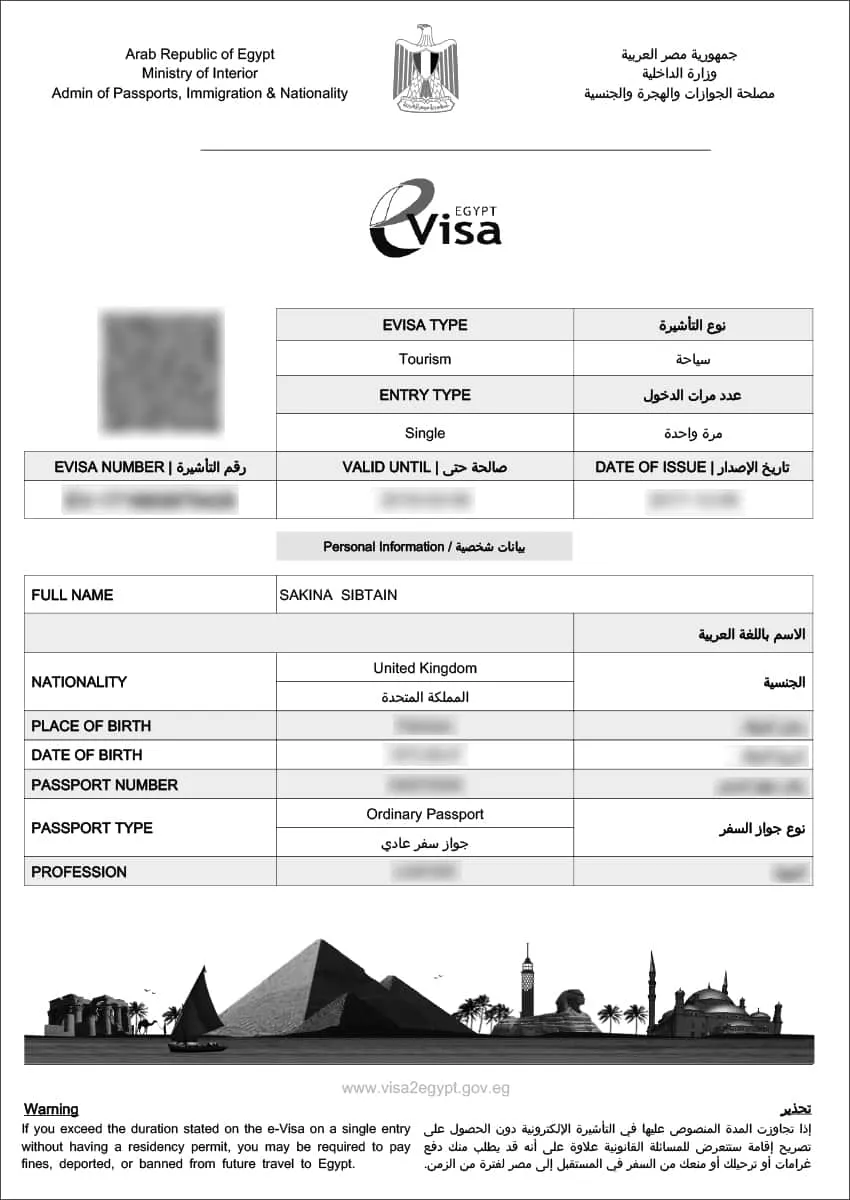 Example: Egypt eVisa