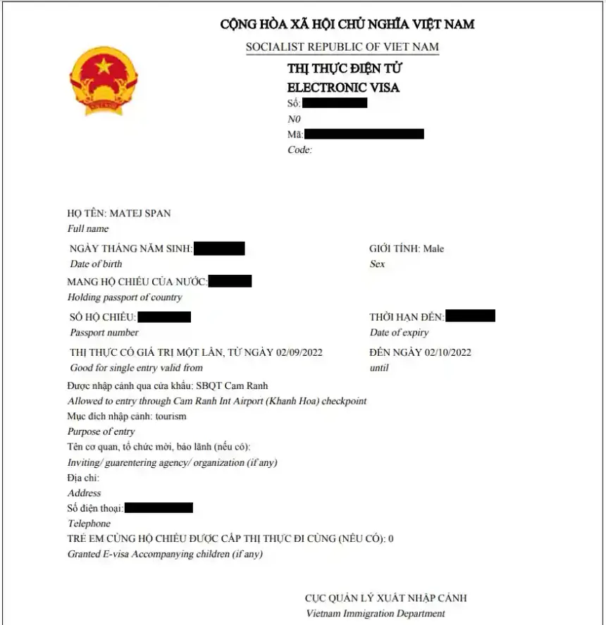 Example: Vietnam eVisa